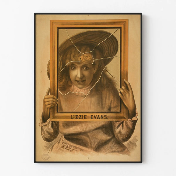 Vintage-Poster Porträt Lizzie Evans mit gebrochenem Rahmen-Effekt