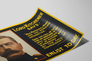 Vintage-Wandposter Lord Kitchener Melden Sie sich noch heute an — Ansicht des Kunstwerks