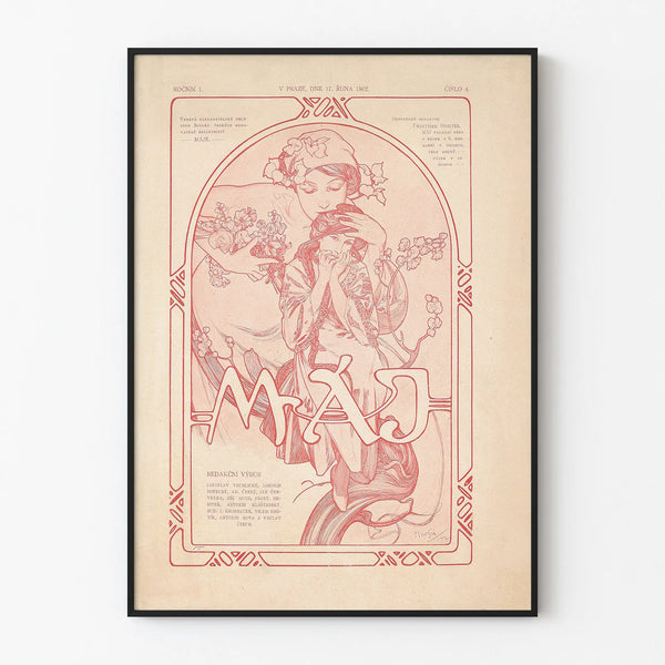 Jugendstil-Poster MÁJ 1902 für Wanddekoration im Vintage-Stil