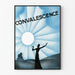 Vintage-Poster Genesung, grafisches Design in Blau und schwarze Silhouette