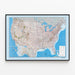 Poster Landkarte der Vereinigten Staaten von Amerika - Geografische Wanddekoration — gerahmtes Bild an der Wand