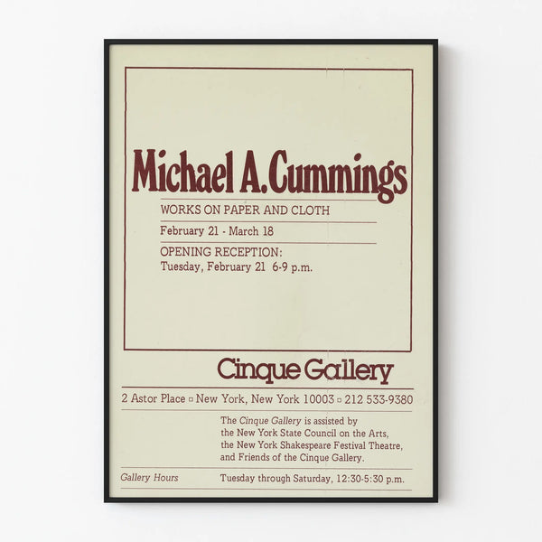 Ausstellungsposter von Michael A. Cummings auf Papier und Stoff - Cinque Galerie