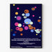 Abstrakter Wandposter mit buntem Kreis auf Nachthimmelblauem Hintergrund