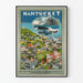 Vintage-Poster von Nantucket Village und Meer