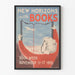 Vintage-Poster New Horizons mit Büchern für Wanddekoration
