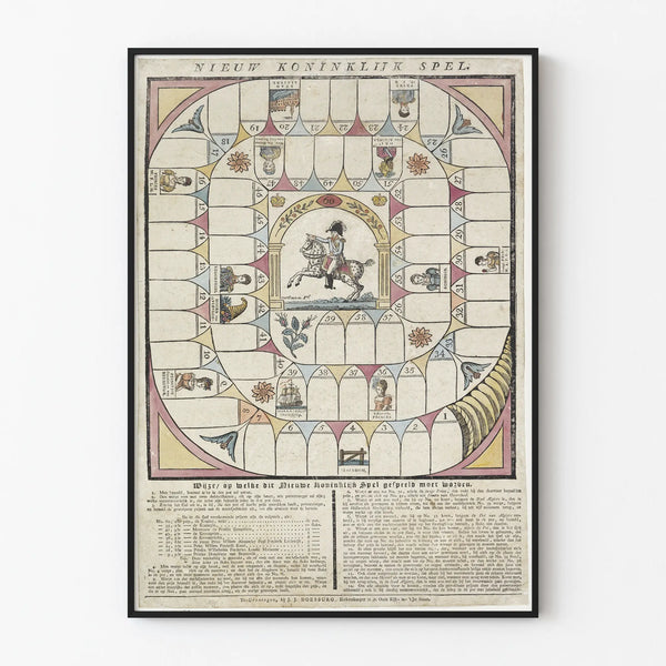 Altes Brettspiel-Poster Nieuw Koninklijk Spel – Vintage Wanddekoration