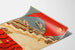 Vintage-Poster Odessa UdSSR mit Hafen und sowjetischer Flagge