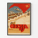 Vintage-Poster Odessa UdSSR mit Hafen und sowjetischer Flagge