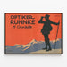 Vintage-Poster Optiker Ruhnke Silhouette Wanderer und Berg — gerahmtes Bild an der Wand