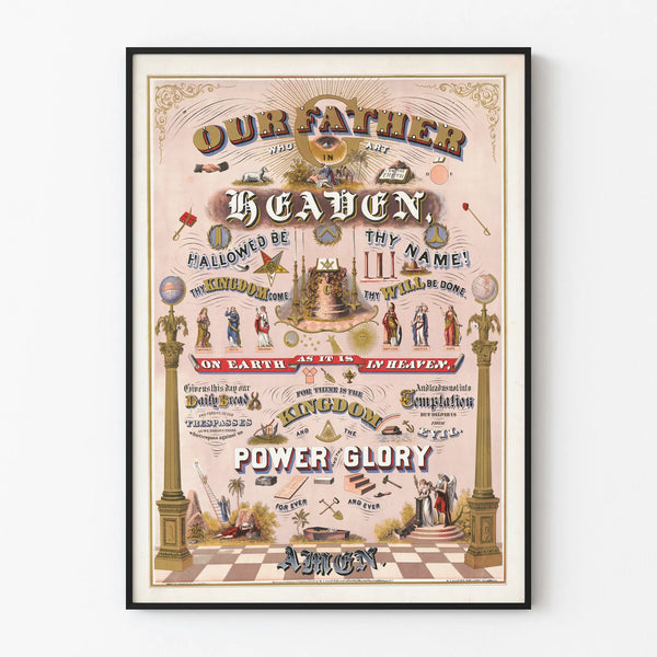 Künstlerischer Poster Unser Vater – Gebet und spirituelle Symbole