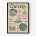 Vintage-Poster für Outdoor-Aktivitäten, Ausflug im Juli