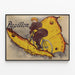 Vintage-Poster Schmetterling auf Fahrrad - Retro-Wanddekoration — gerahmtes Bild an der Wand