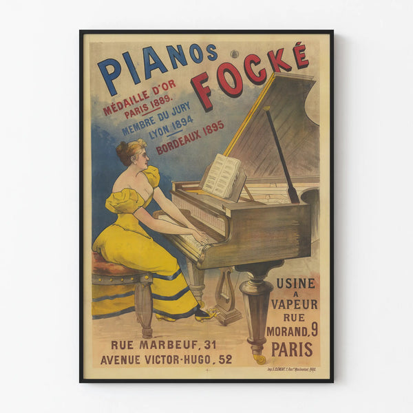 Vintage-Poster Pianos Focké Goldmedaille Paris 1889