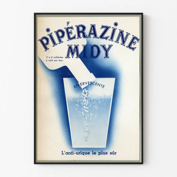 Vintage-Poster Piperazine Midy - Retro-Wanddekoration mit sprudelndem Effekt
