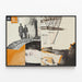 Künstlerischer Poster Collage im industriellen Vintage-Stil — gerahmtes Bild an der Wand