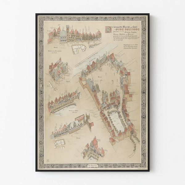 Poster Alte Karte von Oud-Holland für Wanddekoration im Vintage-Stil