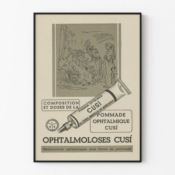 Vintage-Poster Pommade Ophtalmique Cusí Wanddekoration