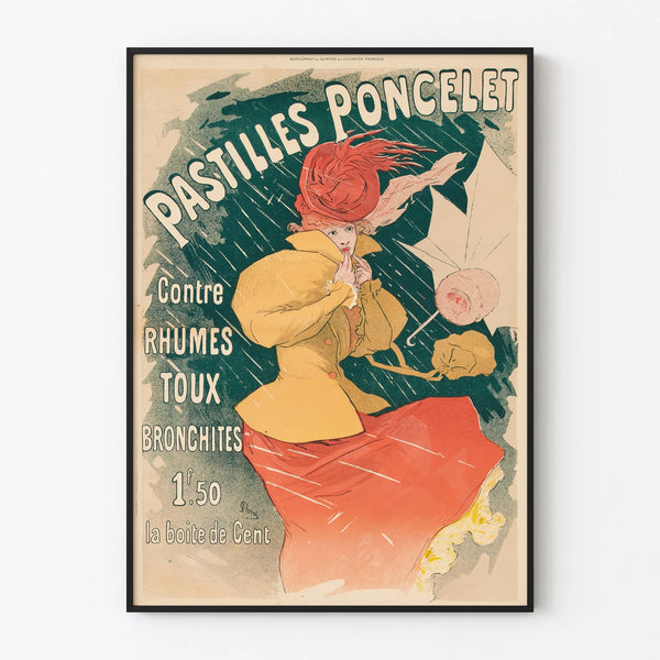 Vintage-Poster Pastilles Poncelet gegen Erkältungen und Husten