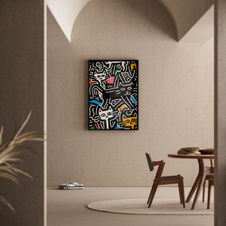 Pop Art Bild - Stilvolle Katzen | Kunstdruck Wanddekoration Bild Plakat Kopie
