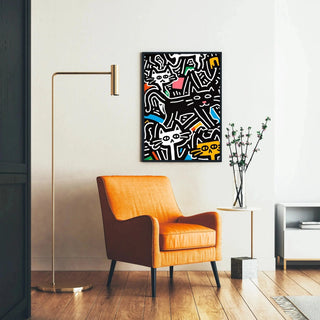 Pop Art Bild - Stilvolle Katzen | Kunstdruck Wanddekoration Bild Plakat Kopie
