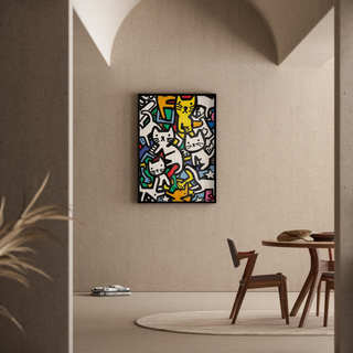 Pop Art Bild - Tanz der Katzen | Kunstdruck Wanddekoration Bild Plakat Kopie