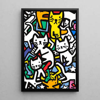 Pop Art Poster - Tanz der Katzen