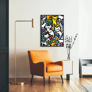 Pop Art Bild - Tanz der Katzen | Kunstdruck Wanddekoration Bild Plakat Kopie