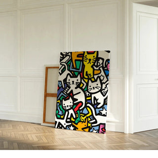 Pop Art Bild - Tanz der Katzen | Kunstdruck Wanddekoration Bild Plakat Kopie