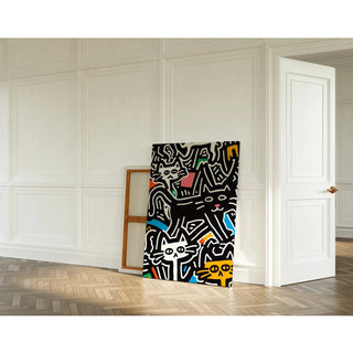 Pop Art Bild - Stilvolle Katzen | Kunstdruck Wanddekoration Bild Plakat Kopie