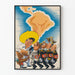Humorvolles militärisches Propagandaposter mit Karte von Südamerika