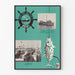 Dekorativer Poster mit Pfirsich und Vintage-Boot Artem Legrand