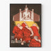 Dekorativer Poster Mönche im Gebet und Buddha-Statue
