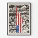 Dekoratives Poster, das Inuit und Vietnamesen mit der amerikanischen Flagge kombiniert