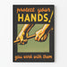 Vintage-Poster "Protect Your Hands" für industrielle Wanddekoration