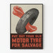 Vintage-Poster aus recycelten gebrauchten Reifen