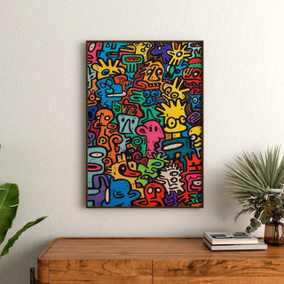 Pop Art Bild - Univers der Figuren | Kunstdruck Bild Wanddekoration Poster Kopie