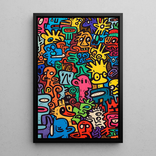 Pop Art Bild - Univers der Figuren | Kunstdruck Bild Wanddekoration Poster Kopie