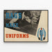 Vintage-Poster Rags Make Uniforms für industrielle Wanddekoration — gerahmtes Bild an der Wand
