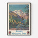 Vintage-Poster vom Rainier-Nationalpark mit Zug der Nord-Pazifik-Bahn