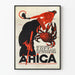 Künstlerischer Vintage-Poster AHIGA mit roter und schwarzer Illustration