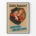 Vintage-Poster Sailor Beware – Retro-Marine-Wanddekoration