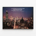 Poster von New York City bei Nacht mit Zitat von Walt Whitman — gerahmtes Bild an der Wand
