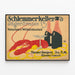 Vintage-Poster Schlemmerkeller – Raffiniertes Weinrestaurant — gerahmtes Bild an der Wand