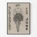 Vintage-Poster Scribners für Juni mit Frau auf Fahrrad