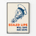 Vintage-Marine-Poster Sealed Lips Wanddekoration