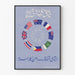 Dekoratives Poster mit Flaggenkreisen und vereinten Händen