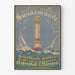 Vintage-Poster See- und Solbad Swinemünde mit Leuchtturm und Wellen