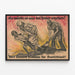 Historisches deutsches Poster in Schwarz und Rot – Dramatische Bauernillustration — gerahmtes Bild an der Wand
