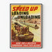 Vintage-Poster Geschwindigkeit beim Be- und Entladen