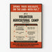 Vintage-Poster für freiwilligen Landwirtschafts-Camp zur Wanddekoration